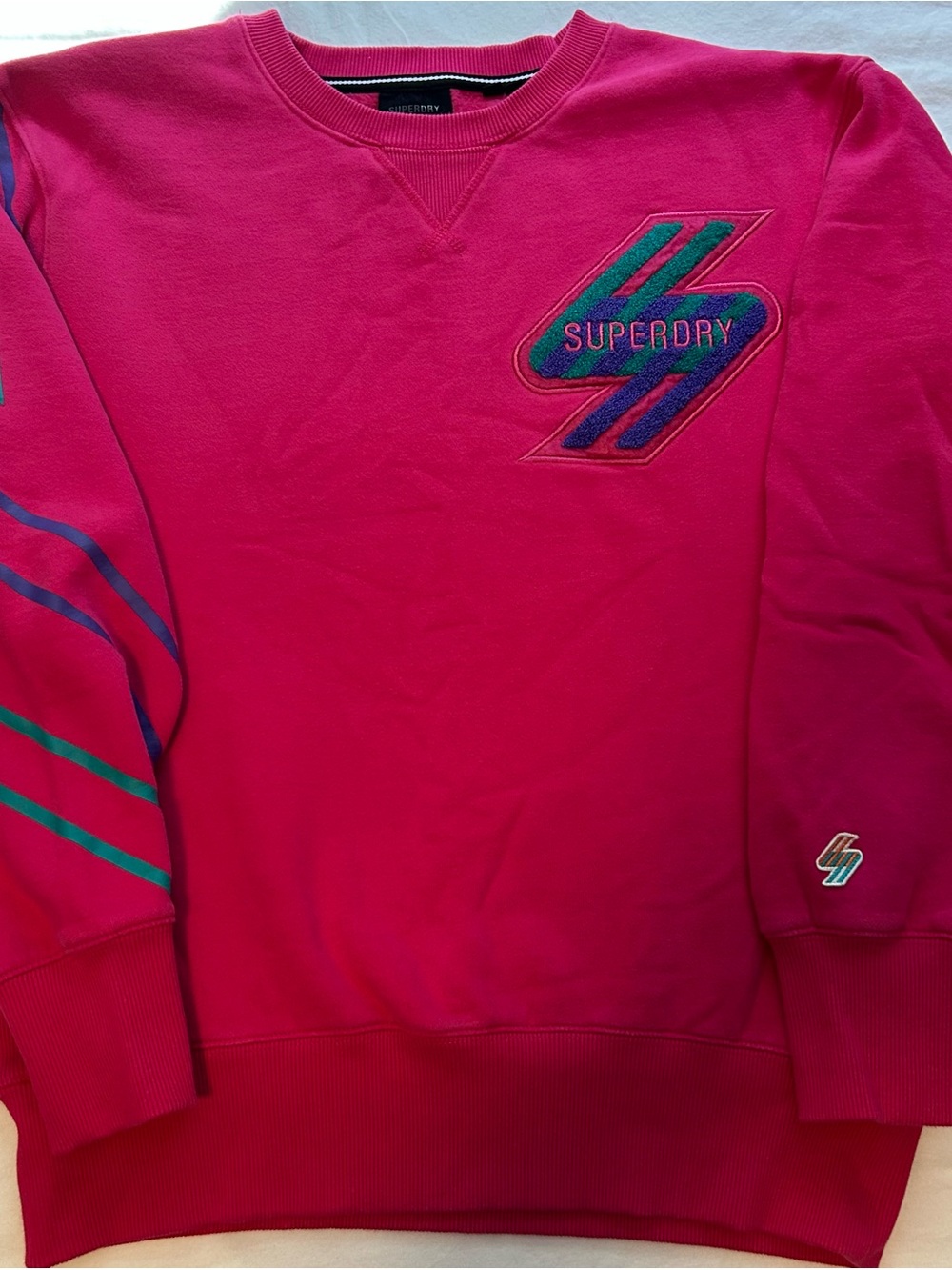 Superdry Men’s Hot Pink Logo Crewneck Sweatshirt - L
